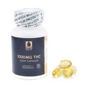 1000mg THC Sleep Capsules 100mg Indica Oil + 10mg Melatonin (10 Pack)