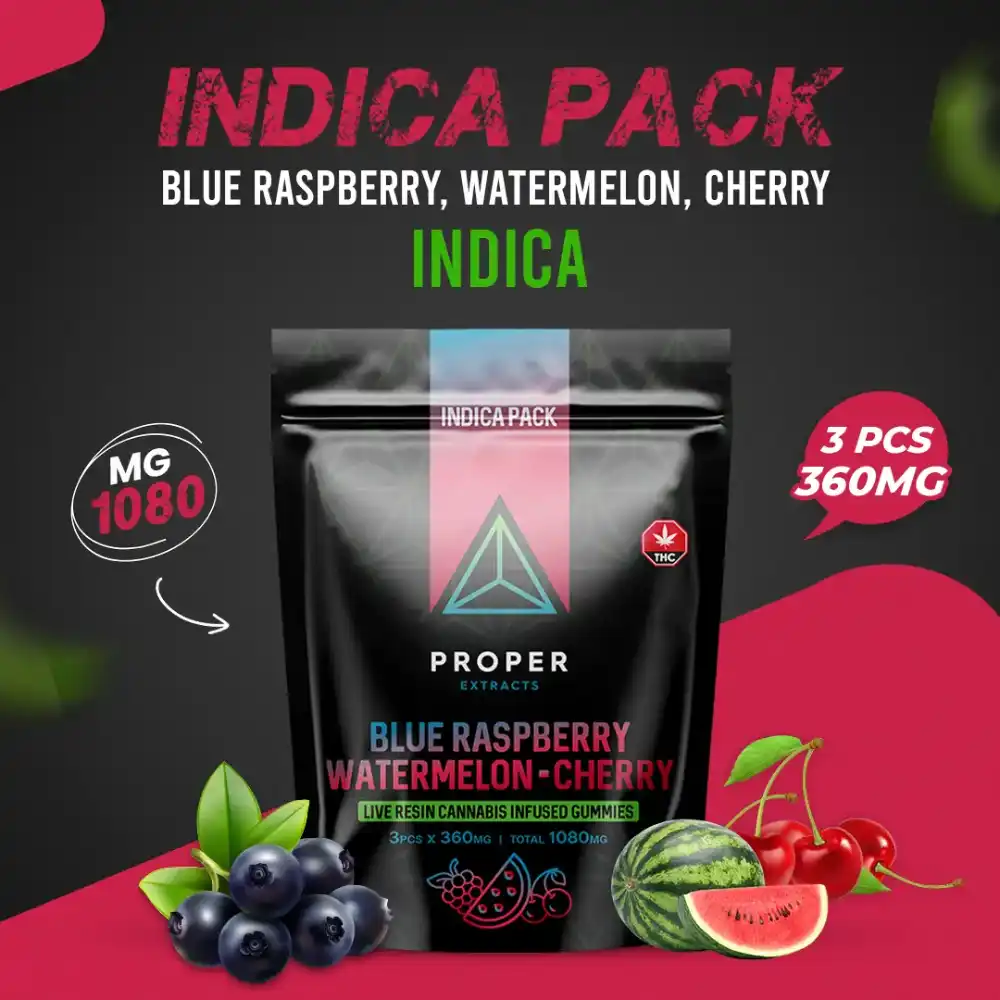 1080mg Indica Live Resin THC Proper Extracts Gummies