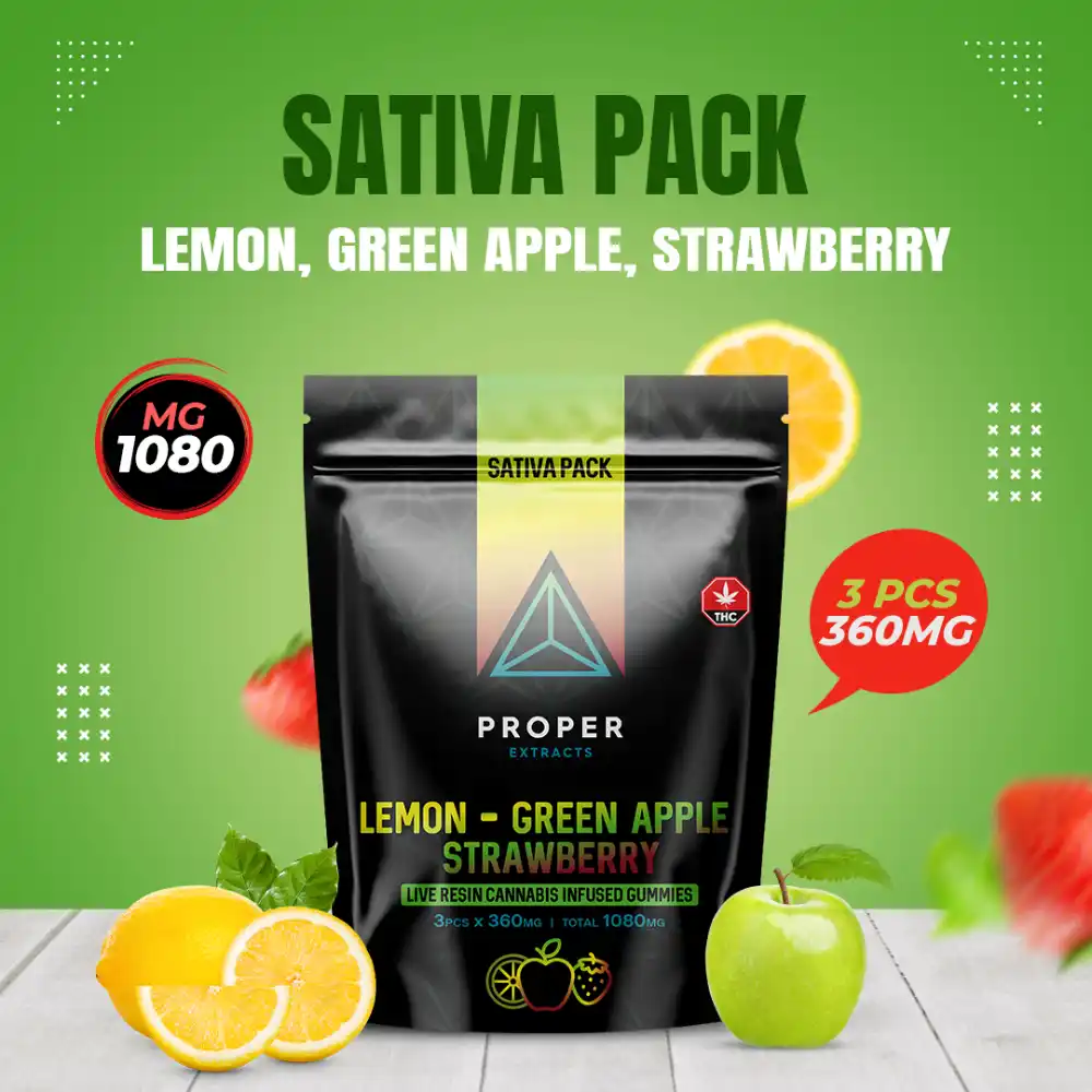 1080mg Sativa Live Resin THC Proper Extracts Gummies