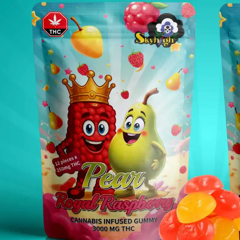 3000mg Delta 9 THC Pear Royal Raspberry Gummies - Sky High