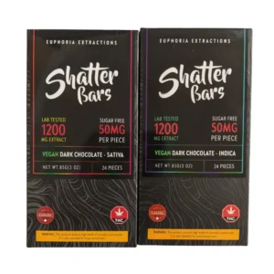 1200mg Vegan Dark Chocolate Shatter Bars Indica – Euphoria Extracts